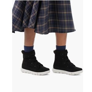 New Sorel Explorer Next Joan Cozy Boots in Black Suede/Faux Shearling Size 6